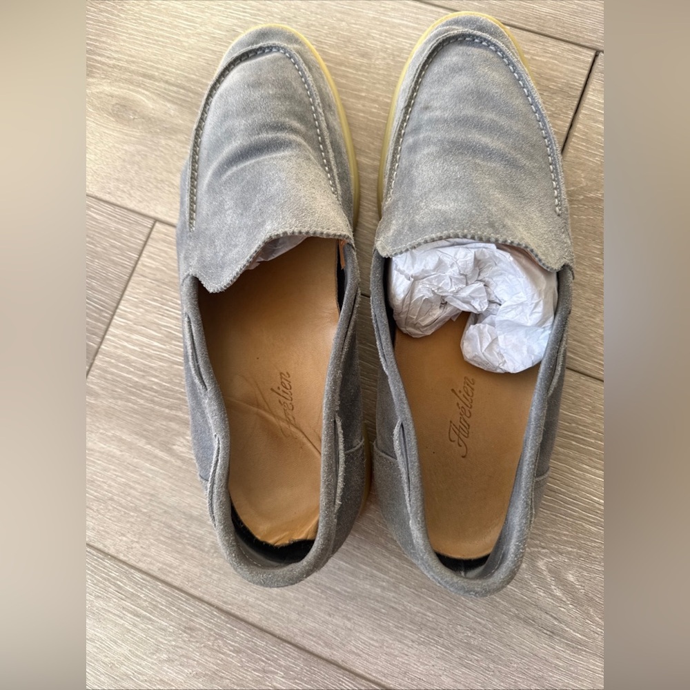 Aurelien Luxury Suede Loafers Grey Men's Size 44